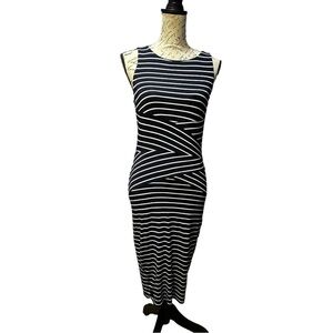 Philosophy Wrap Style Maxi Dress in Navy Blue and White Size Medium